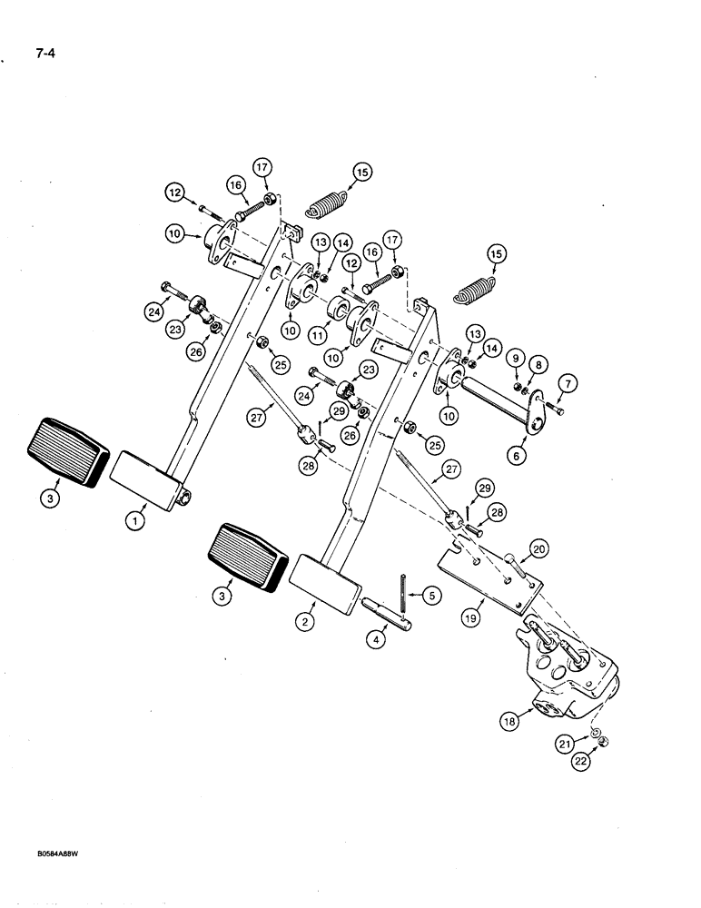 Схема запчастей Case 780D - (7-04) - BRAKE PEDALS AND BRAKE MASTER CYLINDER MOUNTING (07) - BRAKES