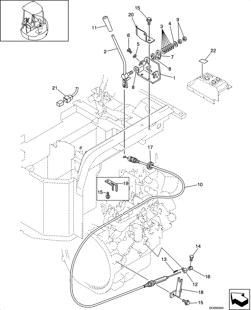 Схема запчастей Case CX25 - (02-04[00]) - ENGINE, CONTROL ASSY WITHOUT DECELERATION (02) - ENGINE