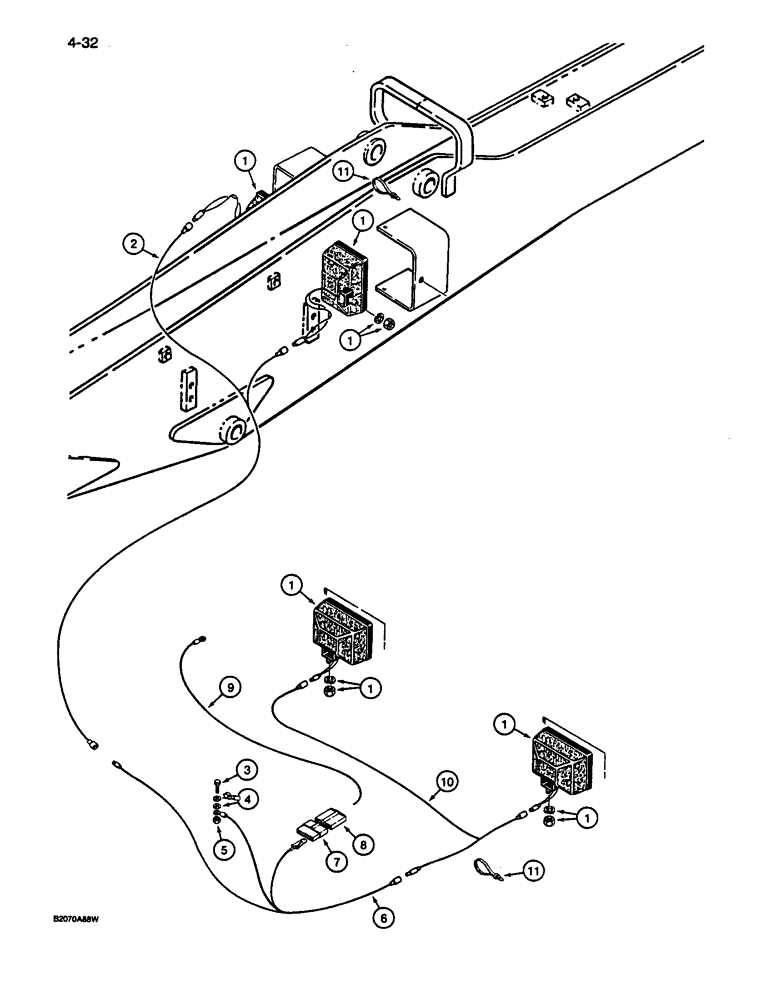 Схема запчастей Case 1187C - (4-32) - ELECTRICAL CIRCUIT, WORK LAMPS AND MOUNTING PARTS (04) - ELECTRICAL SYSTEMS