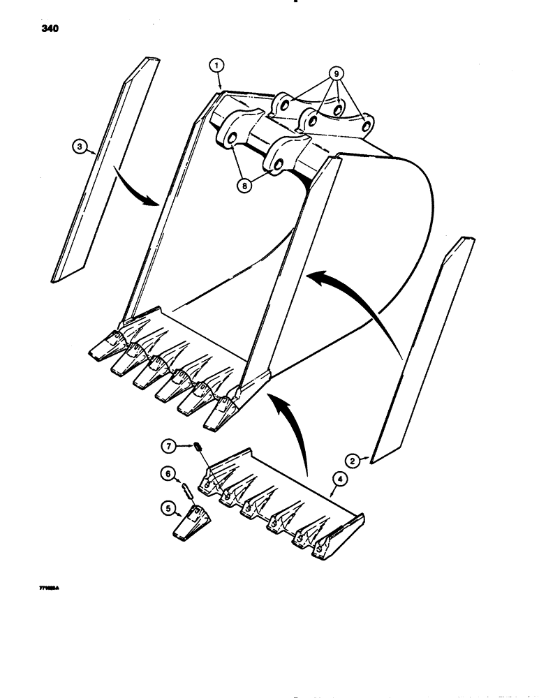 Схема запчастей Case 780B - (340) - 30" BACKHOE TRENCHING BUCKET (09) - CHASSIS/ATTACHMENTS