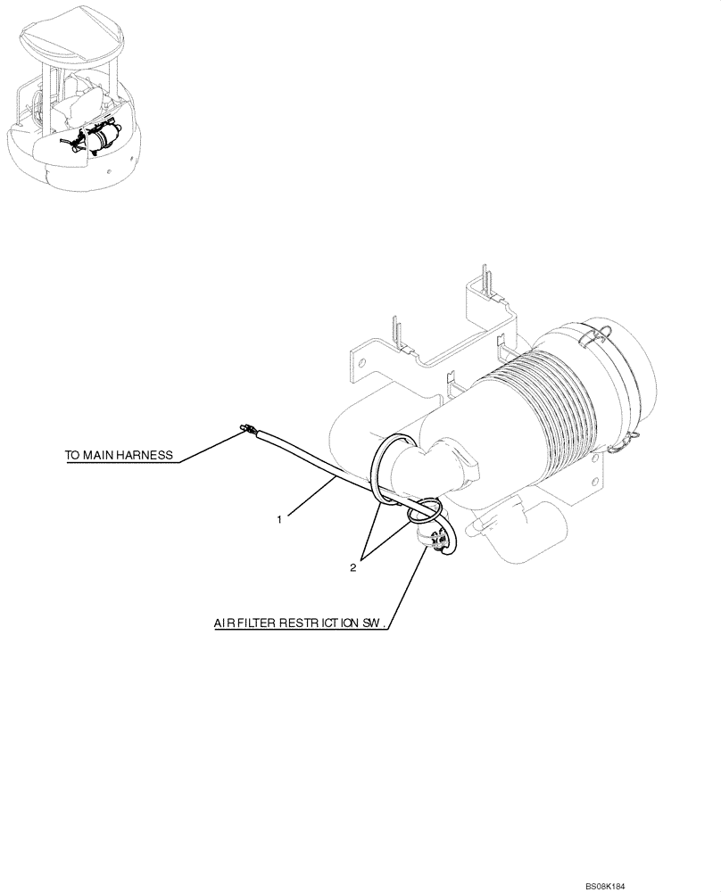 Схема запчастей Case CX50B - (01-080) - HARNESS ASSY (CLEANER AIR) (PH11E00011F1) (05) - SUPERSTRUCTURE