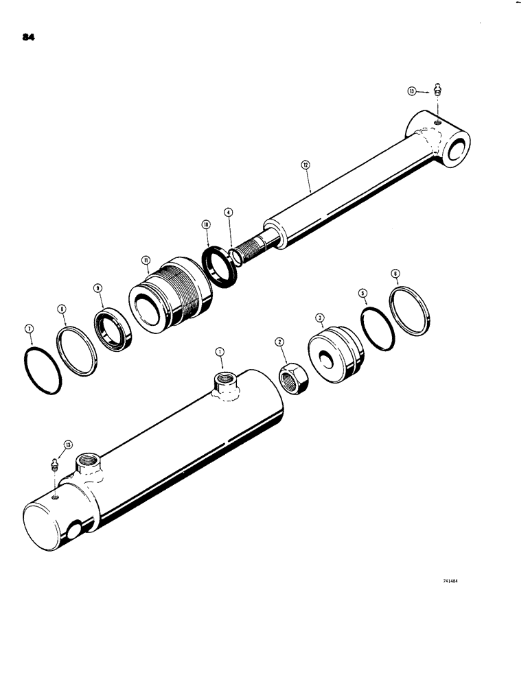 Схема запчастей Case 1816B - (84) - D58638 GRAPPLE CYLINDER (35) - HYDRAULIC SYSTEMS