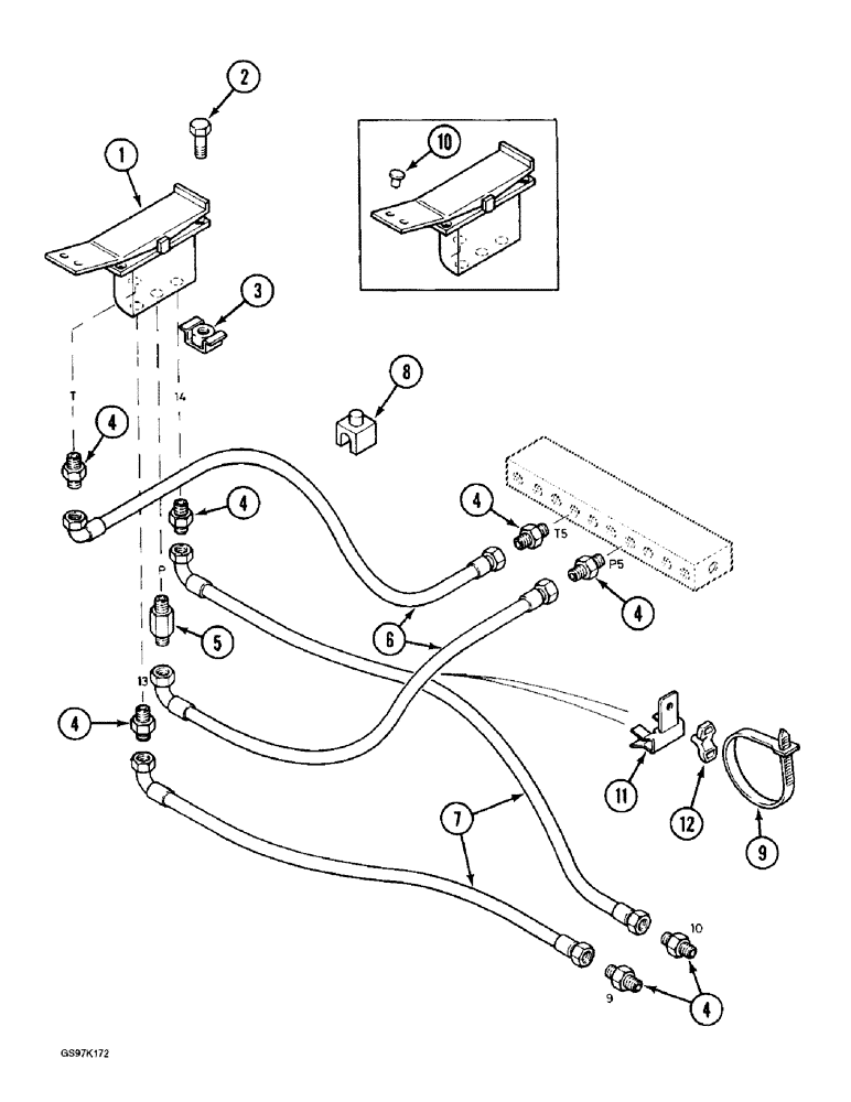 Схема запчастей Case 888 - (8F-04) - TURNTABLE LEVELER HYD. CNTRL. CIRCUIT, MANIFOLD TO LEVELER FOOT CNTRL. VALVE, P.I.N. 106801 & AFTER (08) - HYDRAULICS