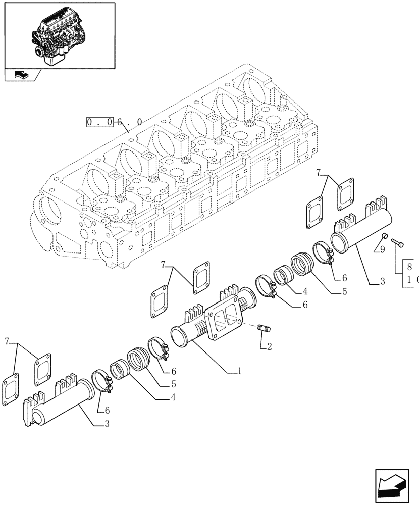 Схема запчастей Case F3BE0684J E902 - (0.07.8) - EXHAUST MANIFOLD (504041325) 