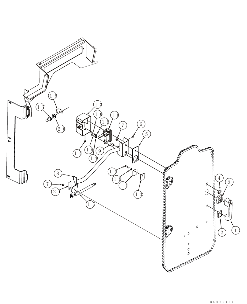 Схема запчастей Case 75XT - (09-34) - DOOR, FRONT - LATCH (09) - CHASSIS