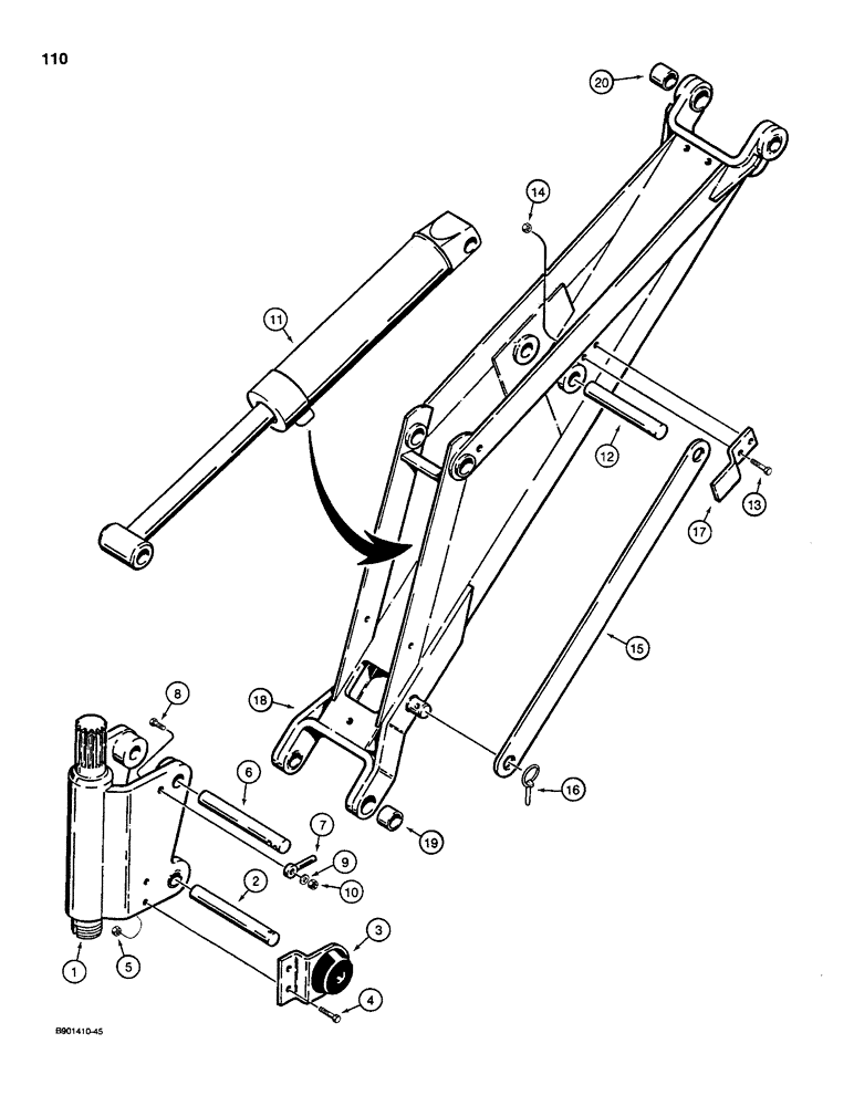 Схема запчастей Case D100XR - (7-110) - BACKHOE SWING TOWER AND BOOM, USED ON 1835C, 1840, AND 1845C UNI-LOADER W/ DUKE OR KONTAK VAVLE 