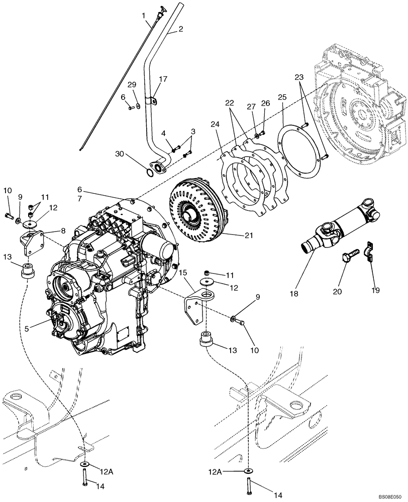 Схема запчастей Case 590SM - (06-12) - TRANSMISSION - MOUNTING (MODELS WITH POWERSHIFT) (06) - POWER TRAIN