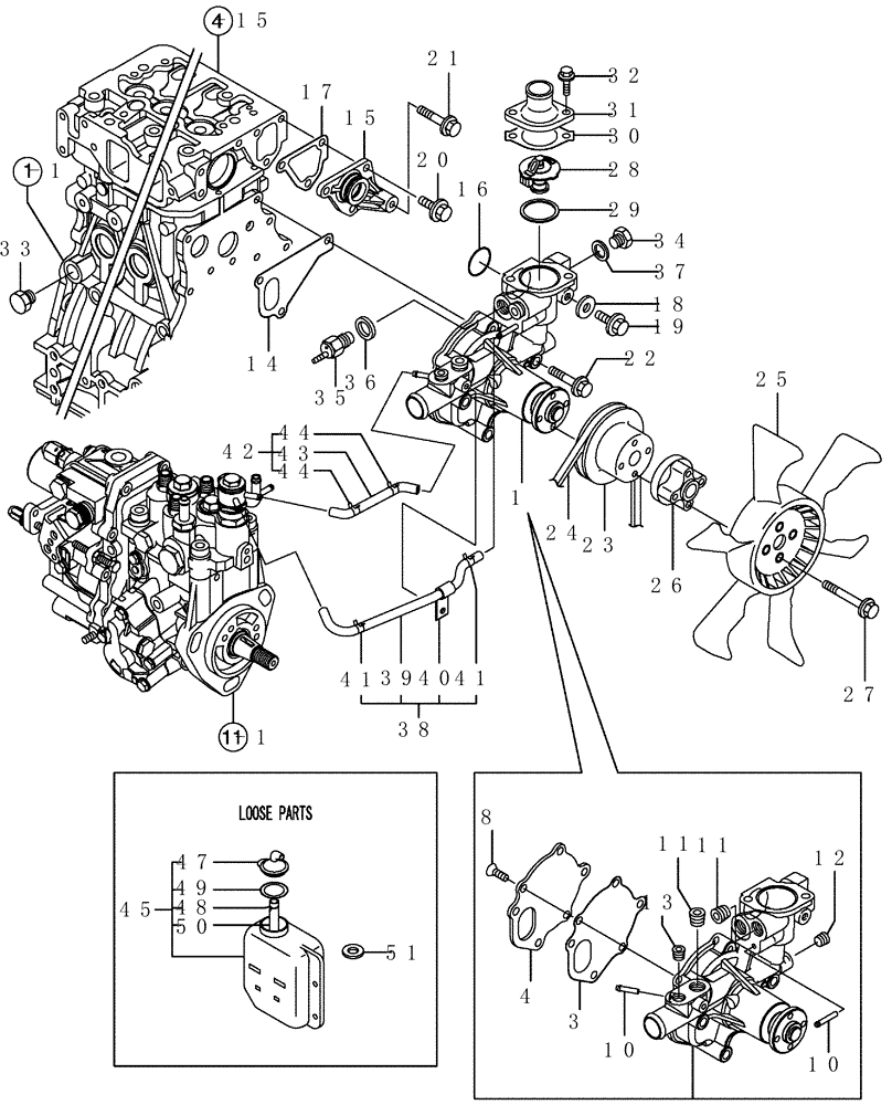 Схема запчастей Case CX50B - (4TNV88-BXYB-20[1]) - COOLING WATER SYSTEM (10) - ENGINE