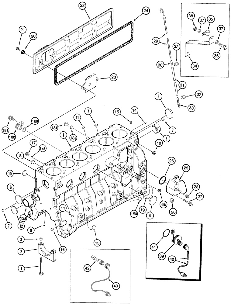 Схема запчастей Case 621C - (02-019) - CYLINDER BLOCK (NORTH AMERICA), 6T-590 EMISSIONS CERTIFIED ENGINE (02) - ENGINE