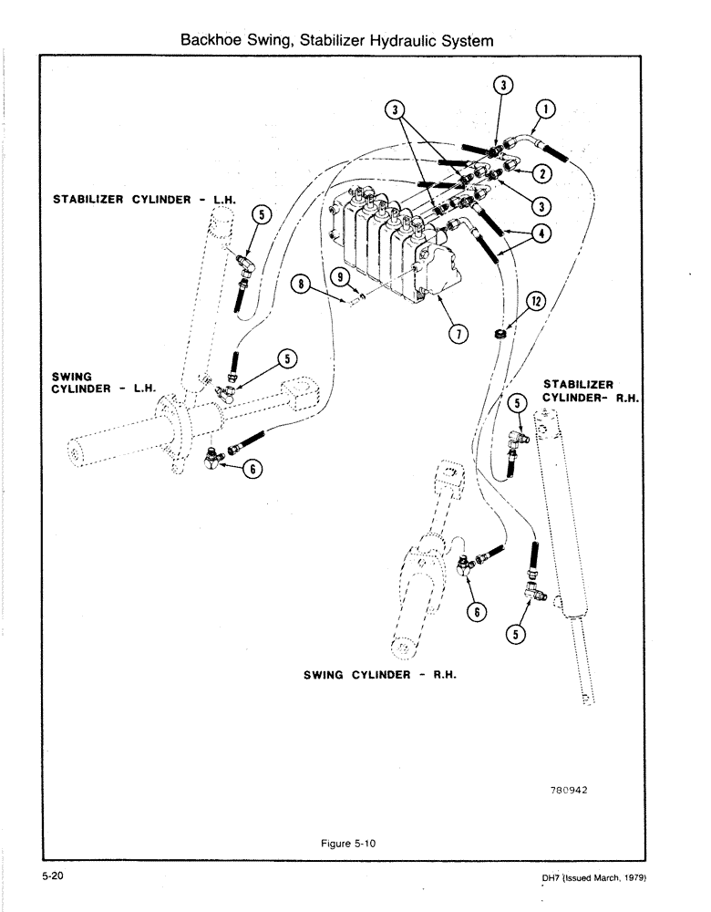 Схема запчастей Case DH7 - (5-20) - BACKHOE SWING, STABLILIZER HYDRAULIC SYSTEM (35) - HYDRAULIC SYSTEMS