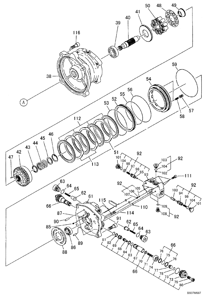 Схема запчастей Case CX75SR - (08-22) - MOTOR ASSY, SWING - VALVE ASSY, RELIEF (08) - HYDRAULICS