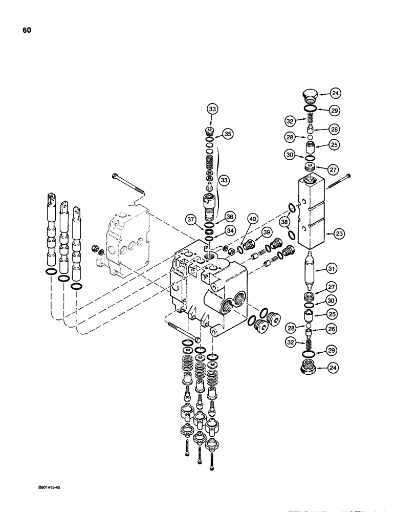 Схема запчастей Case D100XR - (8-060) - BACKHOE CONTROL VALVE - DUKE, OUTLET SETION, USED ON 1835C, 1840 & 1845C UNI-LOADERS (CONT) 