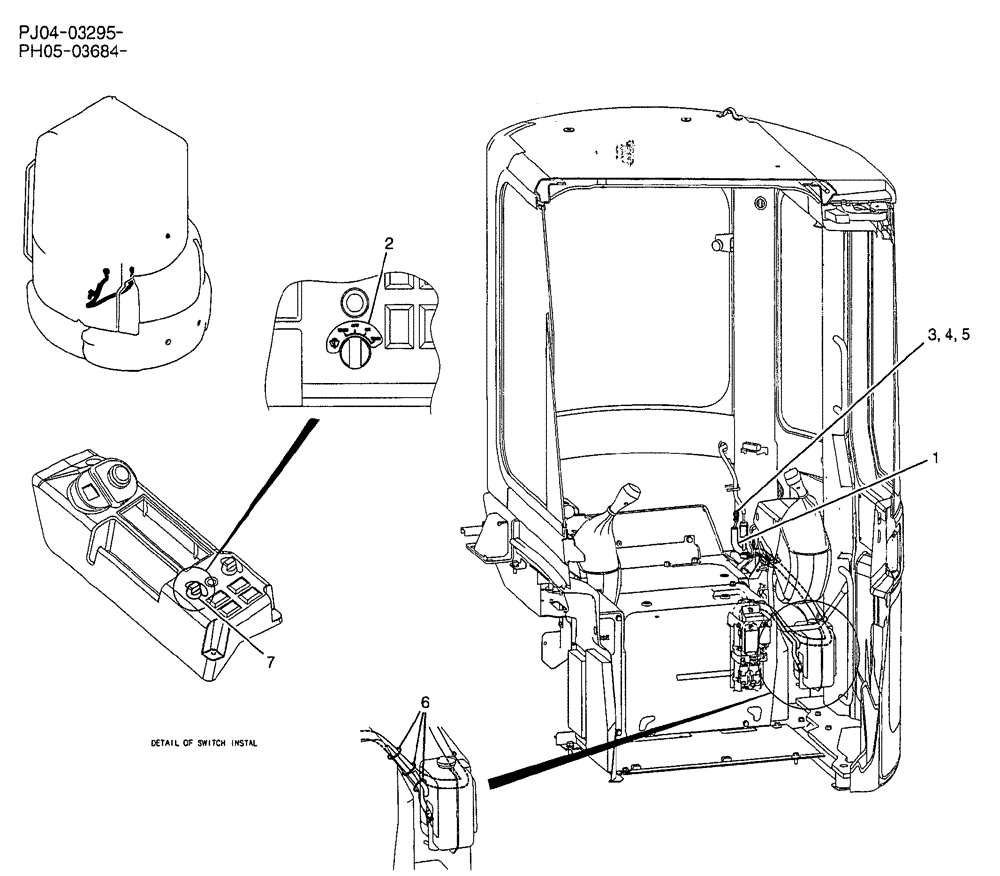 Схема запчастей Case CX50B - (02-097) - HARNESS ASSEMBLY, CAB P/N PW14E00002F1 (05) - SUPERSTRUCTURE