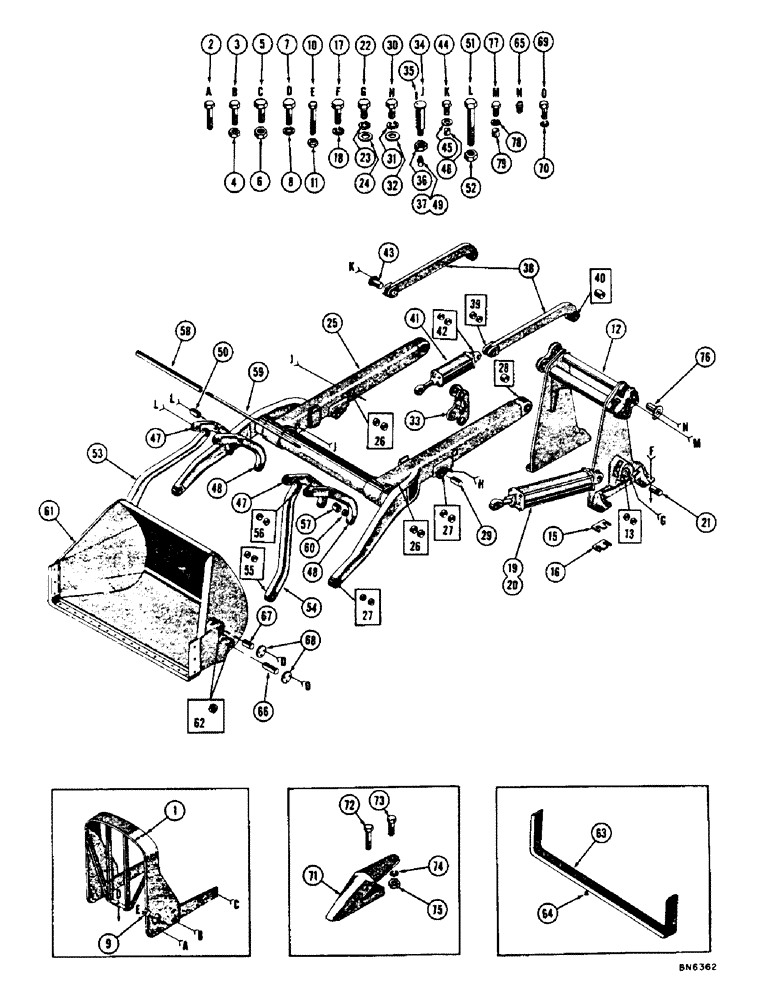 Схема запчастей Case 1000 - (190) - END HINGE LOADER (05) - UPPERSTRUCTURE CHASSIS