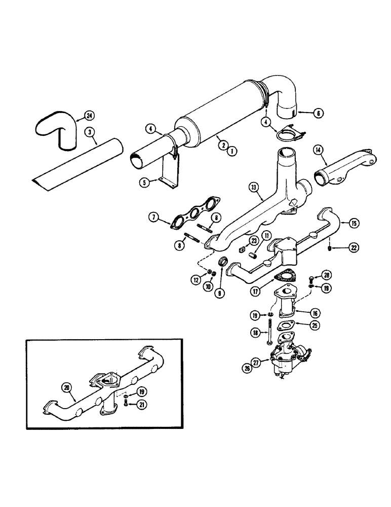 Схема запчастей Case W8B - (038) - MANIFOLDS AND MUFFLER, (377) SPARK IGNITION ENGINE (01) - ENGINE