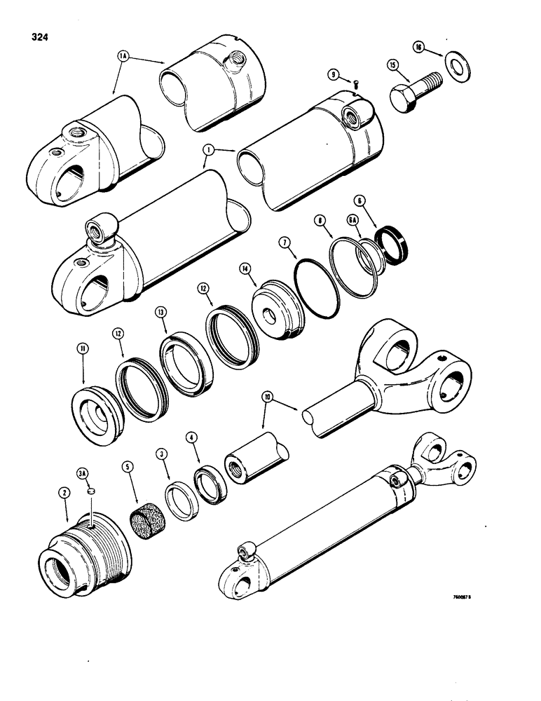 Схема запчастей Case W20 - (324) - G101714, G101715, G100524 AND G100525 LIFT CYLINDERS (08) - HYDRAULICS