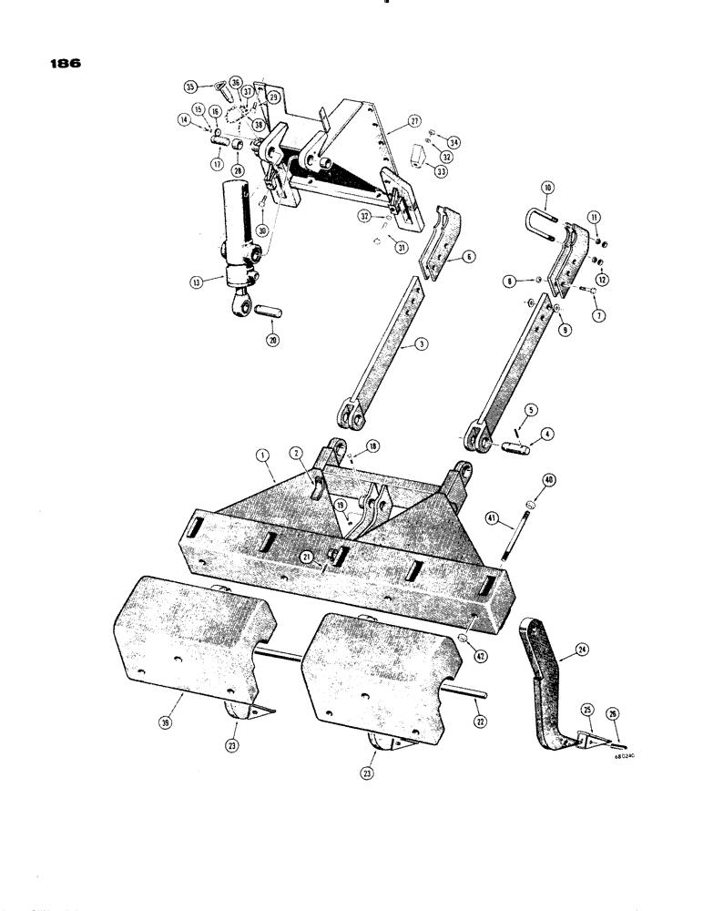 Схема запчастей Case 1150 - (186) - RIPPER-MECHANICAL (05) - UPPERSTRUCTURE CHASSIS