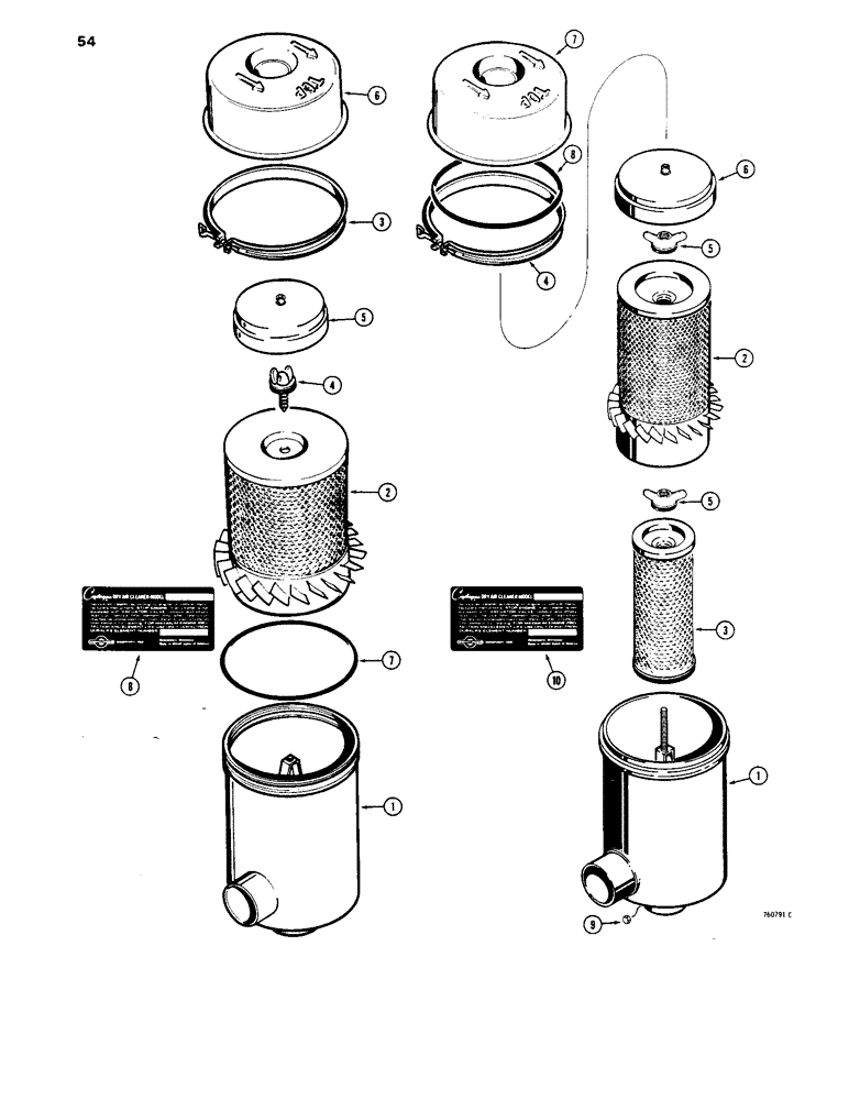 Схема запчастей Case 1450 - (054) - AIR CLEANER, ONE ELEMENT AIR CLEANER (02) - ENGINE