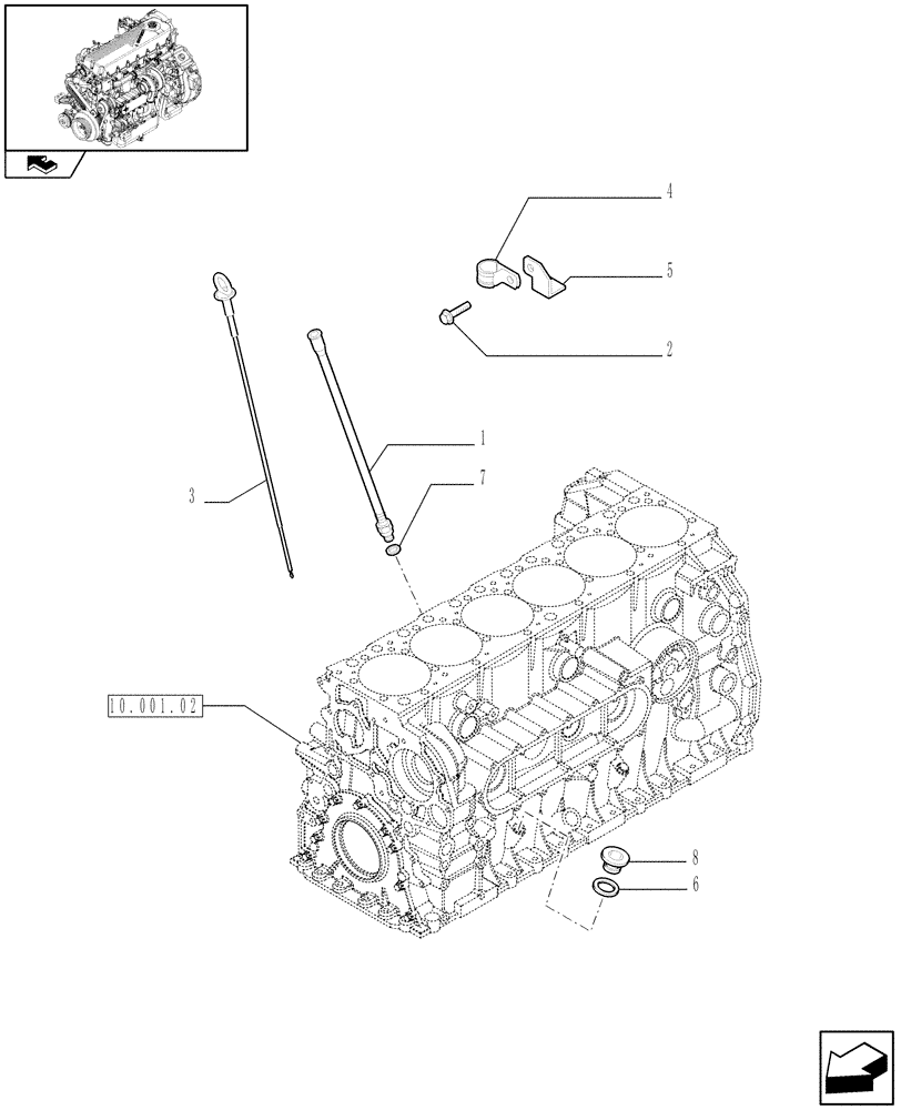 Схема запчастей Case F2CE9684U E151 - (10.102.03) - OIL LEVEL CHECK (504279536 - 504055391 - 504210044) (01) - ENGINE