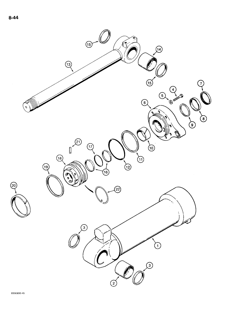 Схема запчастей Case 721 - (8-44) - BUCKET CYLINDER (08) - HYDRAULICS