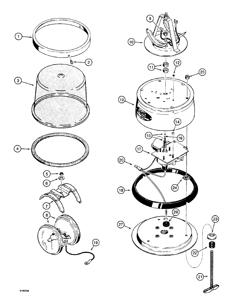 Схема запчастей Case W14 - (208) - ROTATING BEACON (04) - ELECTRICAL SYSTEMS