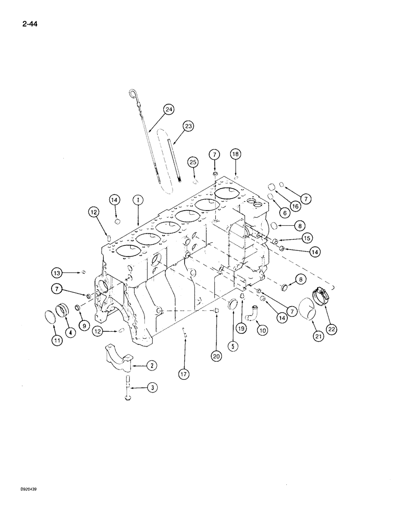 Схема запчастей Case 721 - (2-44) - CYLINDER BLOCK, 6T-830 ENGINE, TWELVE PISTON COOLING NOZZLES,ENG. SN 44487830 - 44706125 (02) - ENGINE