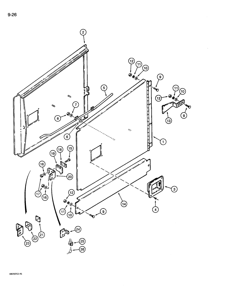 Схема запчастей Case 721 - (9-026) - SIDE DOORS, PRIOR TO P.I.N. JAK0022509 (09) - CHASSIS/ATTACHMENTS