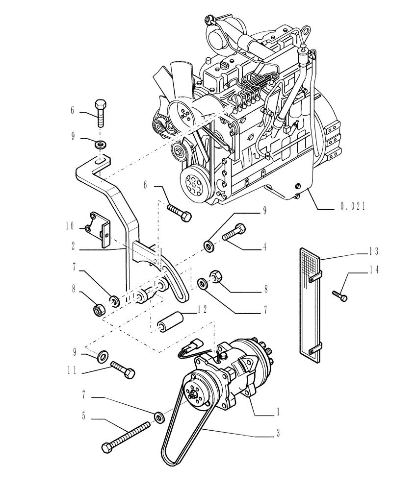 Схема запчастей Case 1850K - (9.653[03]) - AIR CONDITIONING - COMPRESSOR - OPTIONAL CODE 784110191 (19) - OPTIONS