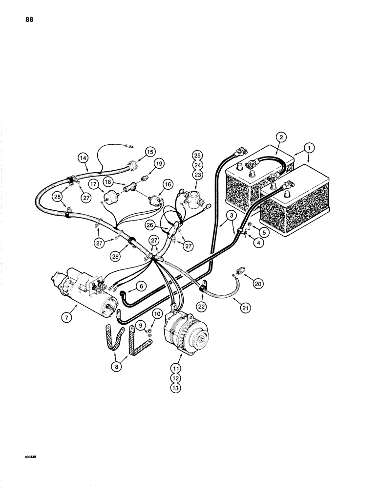 Схема запчастей Case 1280 - (088) - DETROIT DIESEL ENGINE ELECTRICAL SYSTEM (06) - ELECTRICAL SYSTEMS