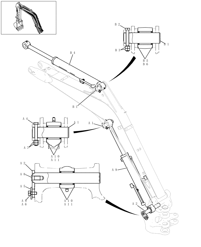 Схема запчастей Case CX27B - (552-01[1]) - DIPPER STICK CYLINDER (CAB) (35) - HYDRAULIC SYSTEMS