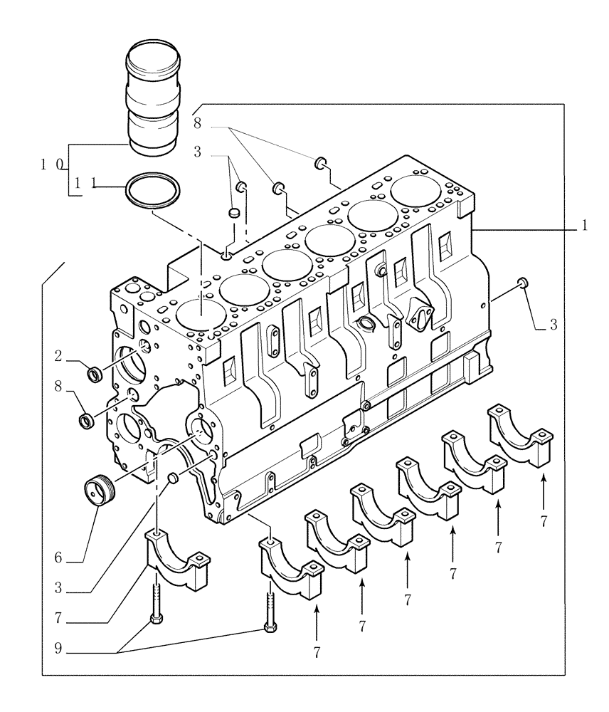 Схема запчастей Case 1850K - (0.040[01]) - CRANKCASE (01) - ENGINE