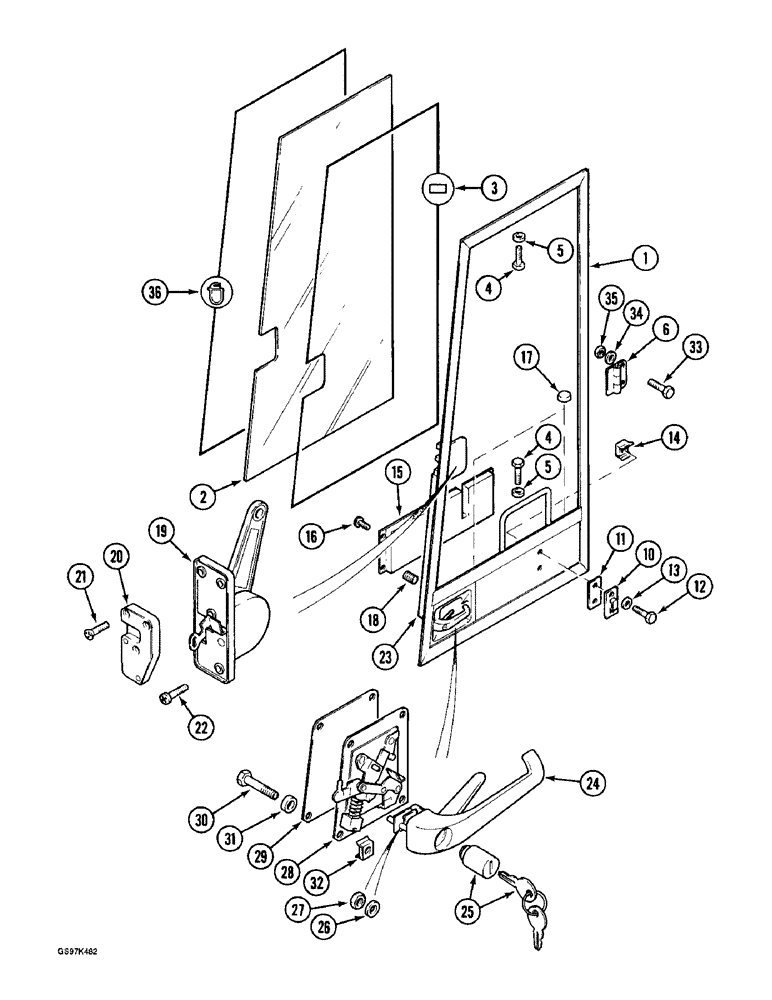 Схема запчастей Case 170C - (9-094) - CAB DOOR, P.I.N. 74501 THROUGH 74662, P.I.N. 02301 THROUGH 02304 (09) - CHASSIS