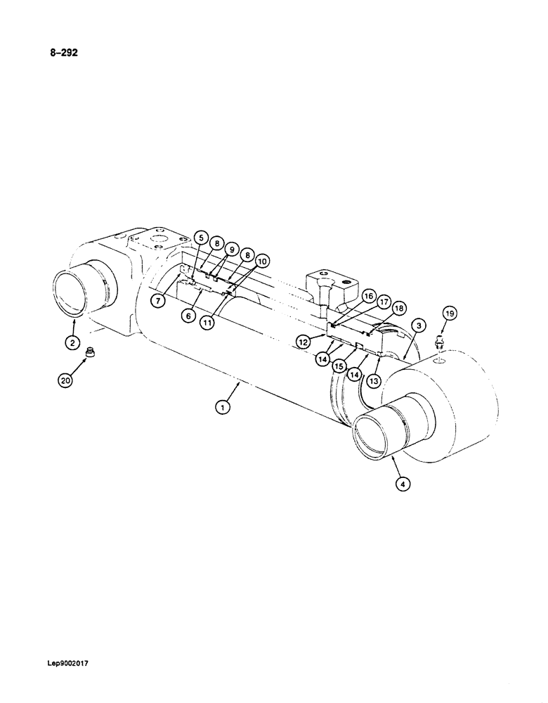 Схема запчастей Case 125B - (8-292) - BOOM CYLINDER - P8346704, IF USED (08) - HYDRAULICS