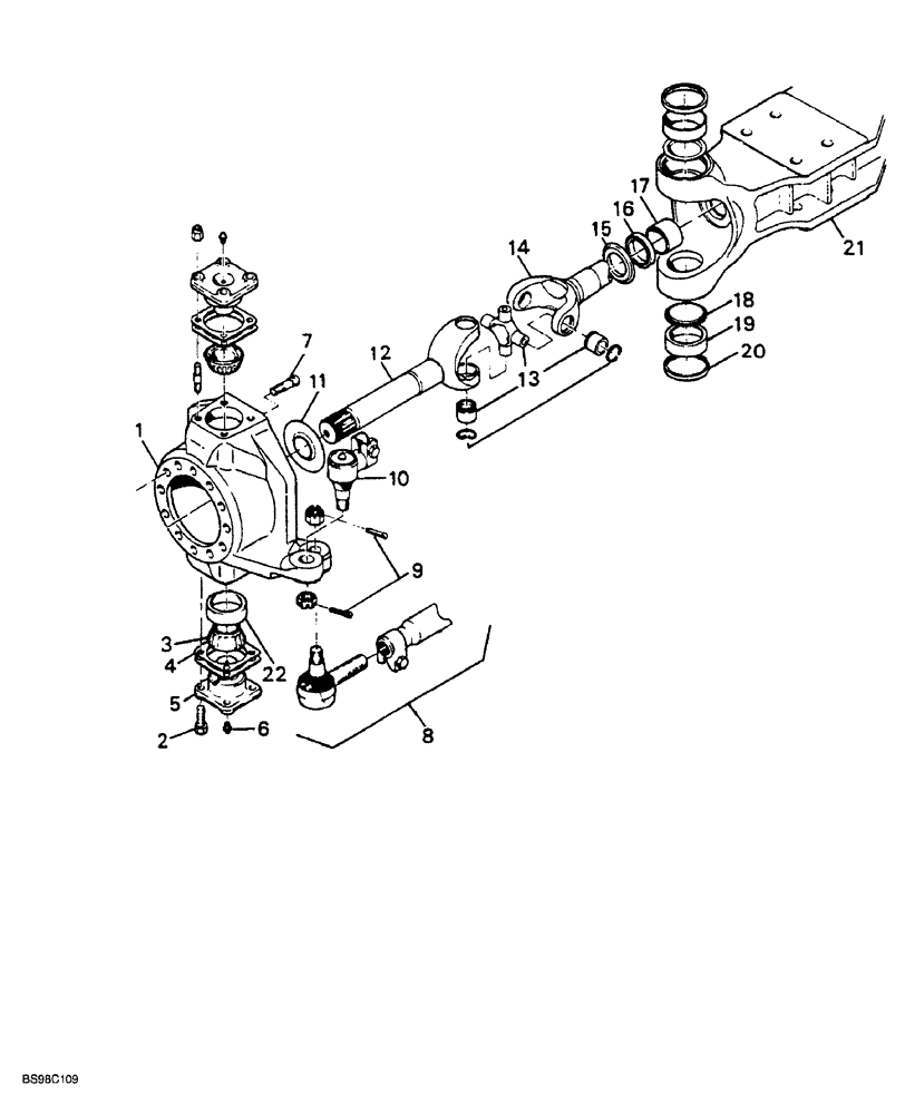 Схема запчастей Case 689G - (06-20) - FRONT AND REAR AXLE, HOUSING, SHAFTS AND TIE RODS (09) - CHASSIS