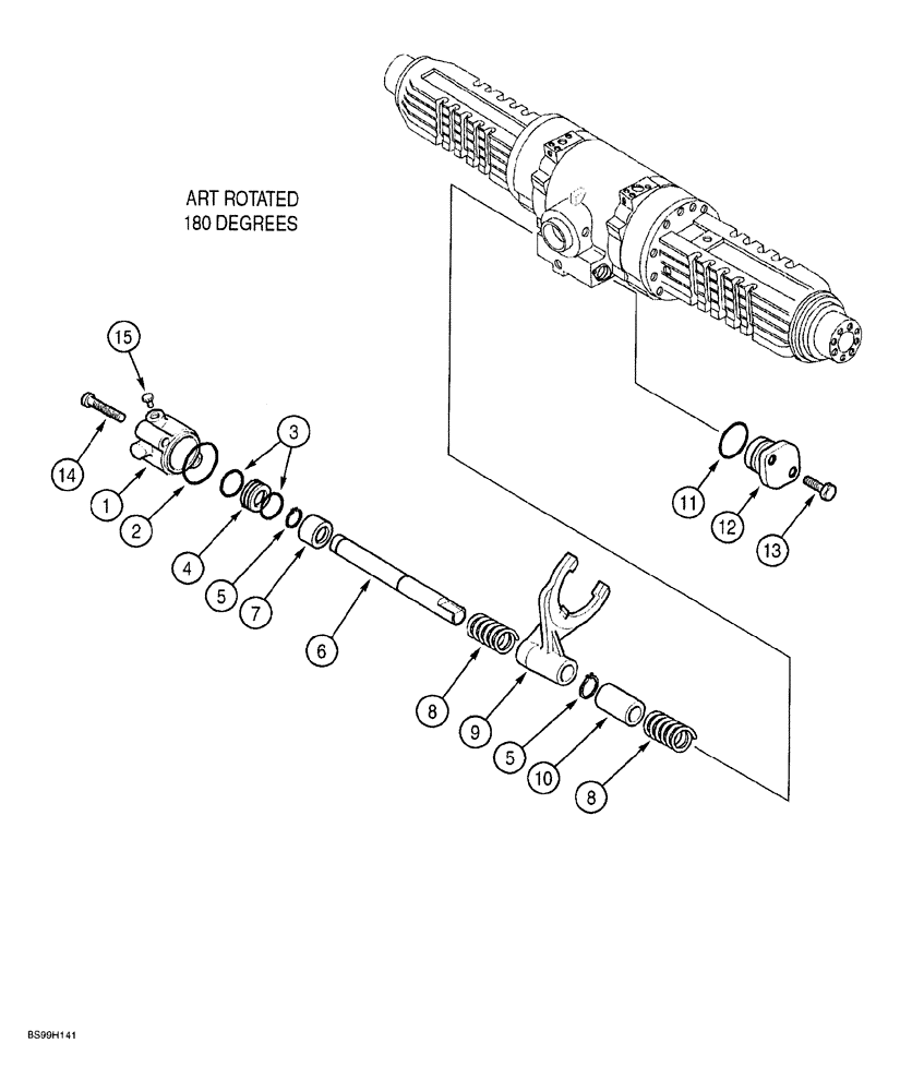 Схема запчастей Case 580SL - (6-182) - REAR DRIVE AXLE, DIFFERENTIAL LOCK, MODELS WITHOUT POWERSHIFT TRANSMISSION, CLOCKWISE INPUT (06) - POWER TRAIN