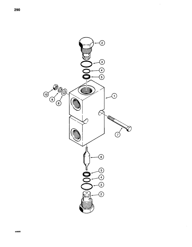 Схема запчастей Case 880C - (290) - S515156 LEVELER CHECK VALVE (07) - HYDRAULIC SYSTEM