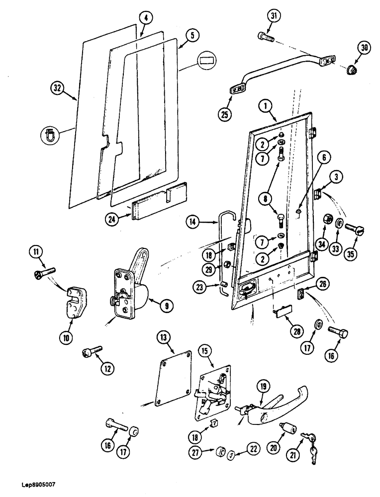 Схема запчастей Case 688 - (9-070) - CAB DOOR, P.I.N. FROM XXXXX AND AFTER (09) - CHASSIS