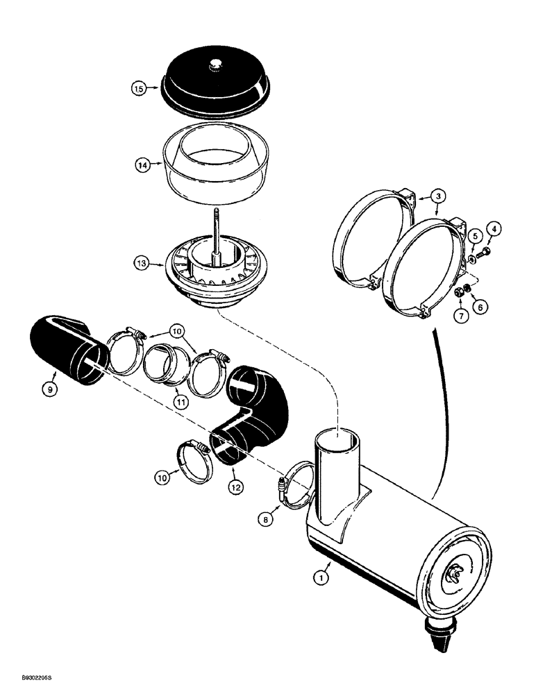 Схема запчастей Case 721B - (2-10) - AIR CLEANER AND AIR INTAKE PARTS (02) - ENGINE