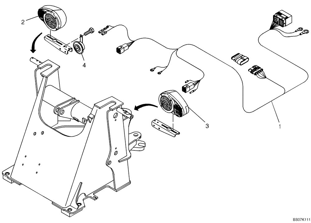 Схема запчастей Case 321D - (32.130[2987291001]) - ELECTRICAL SYSTEM FRONT CARRIAGE (55) - ELECTRICAL SYSTEMS