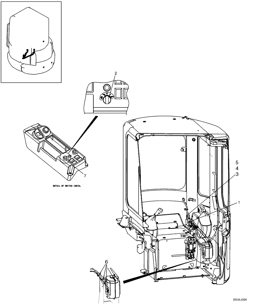 Схема запчастей Case CX36B - (314-01A[1]) - ELECTRIC SYSTEM - HARNESS CAB (55) - ELECTRICAL SYSTEMS