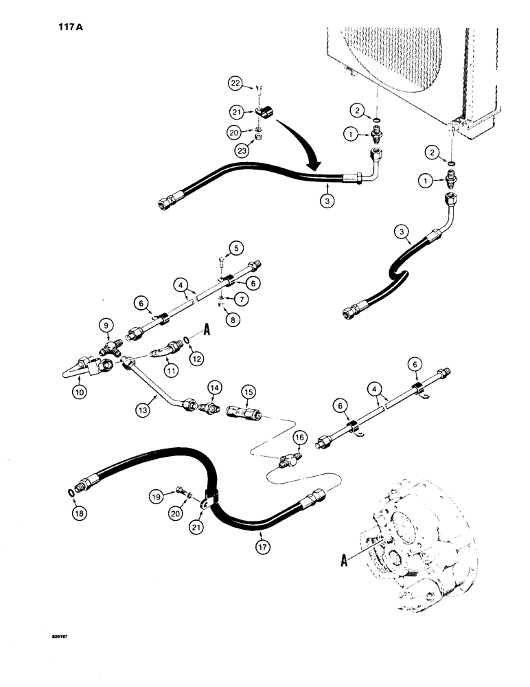 Схема запчастей Case 1450 - (117A) - CRAWLER HYDRAULIC CIRCUIT, COOLING SYSTEM (06) - POWER TRAIN