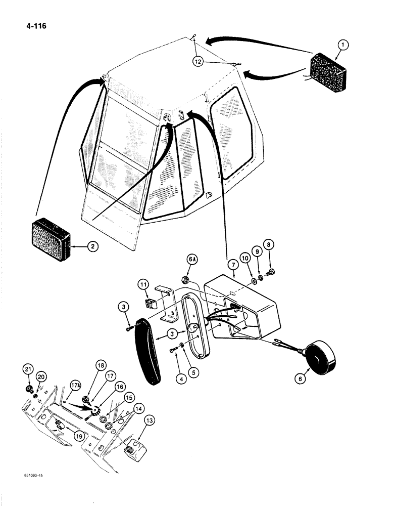 Схема запчастей Case 780C - (4-116) - 24 VOLT TRACTOR LAMP ELECTRICAL CIRCUIT, WITH CAB (04) - ELECTRICAL SYSTEMS