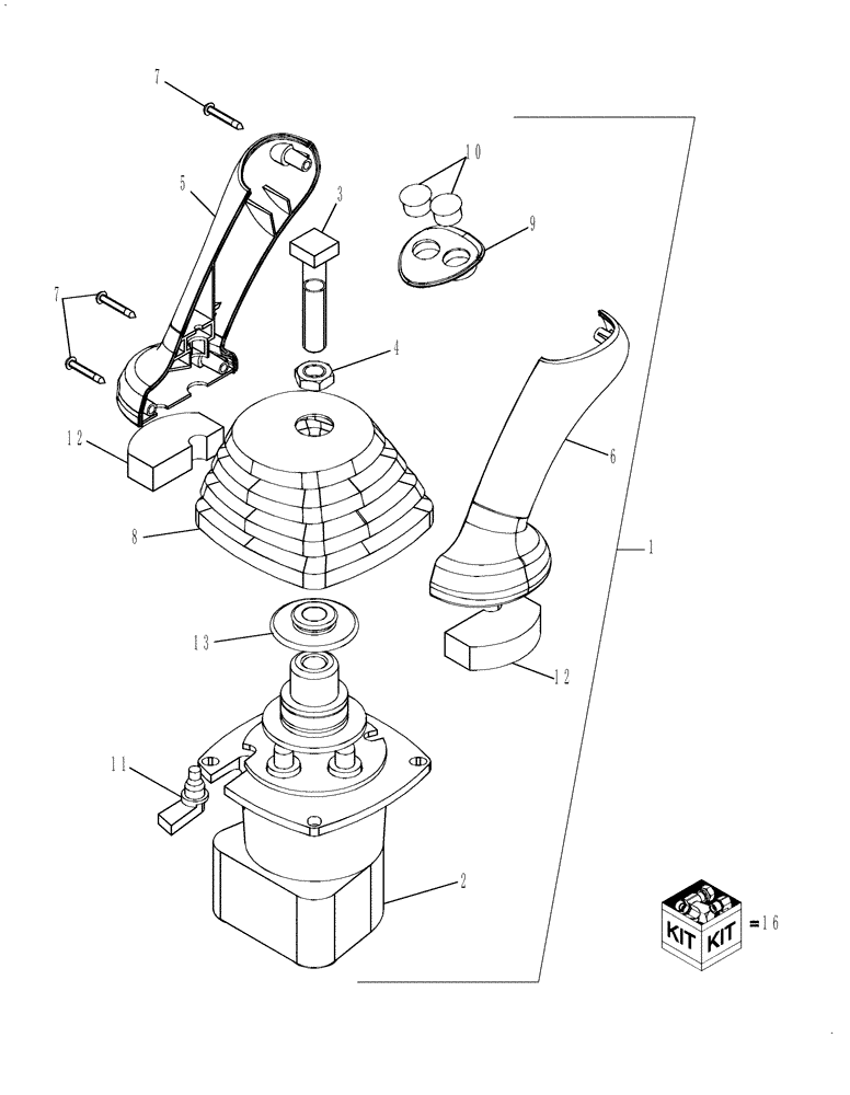 Схема запчастей Case 580SN WT - (35.150.16[02]) - HYDRAULICS - VALVE, JOYSTICK (PILOT CONTROLS) (RIGHT-HAND) WITHOUT EXTENDABLE DIPPER, 7 SPOOL (35) - HYDRAULIC SYSTEMS