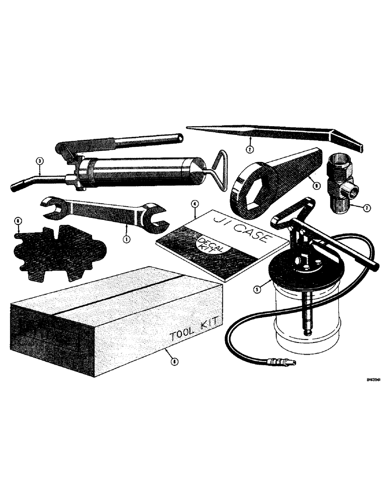 Схема запчастей Case 420B - (070) - TOOLS, GREASE GUN, AND DECALS (05) - UPPERSTRUCTURE CHASSIS