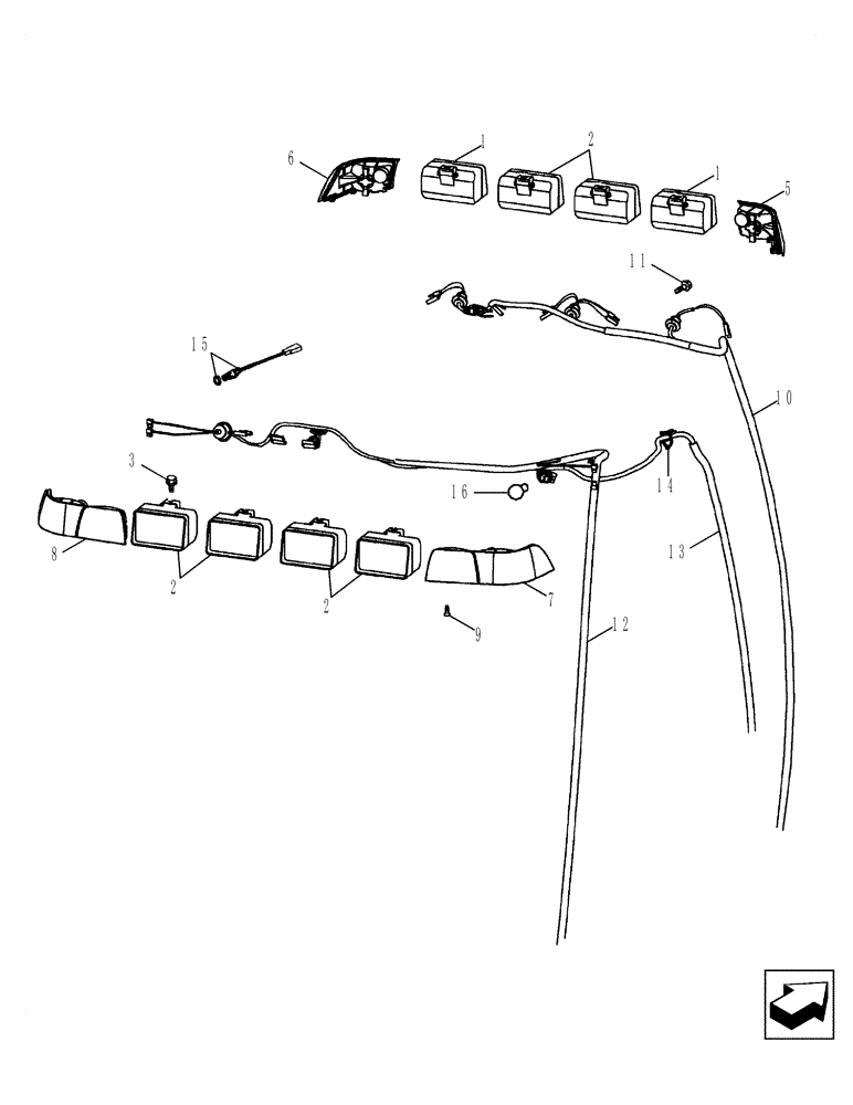 Схема запчастей Case 580SM - (55.514.01) - ELECTRICAL - LAMPS, ROPS CAB (55) - ELECTRICAL SYSTEMS