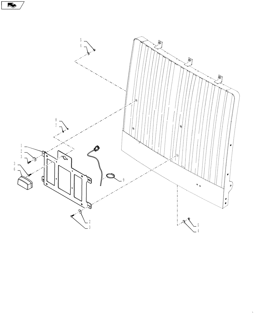 Схема запчастей Case 621F - (88.100.02) - LICENSE PLATE, WITH LIGHT (88) - ACCESSORIES