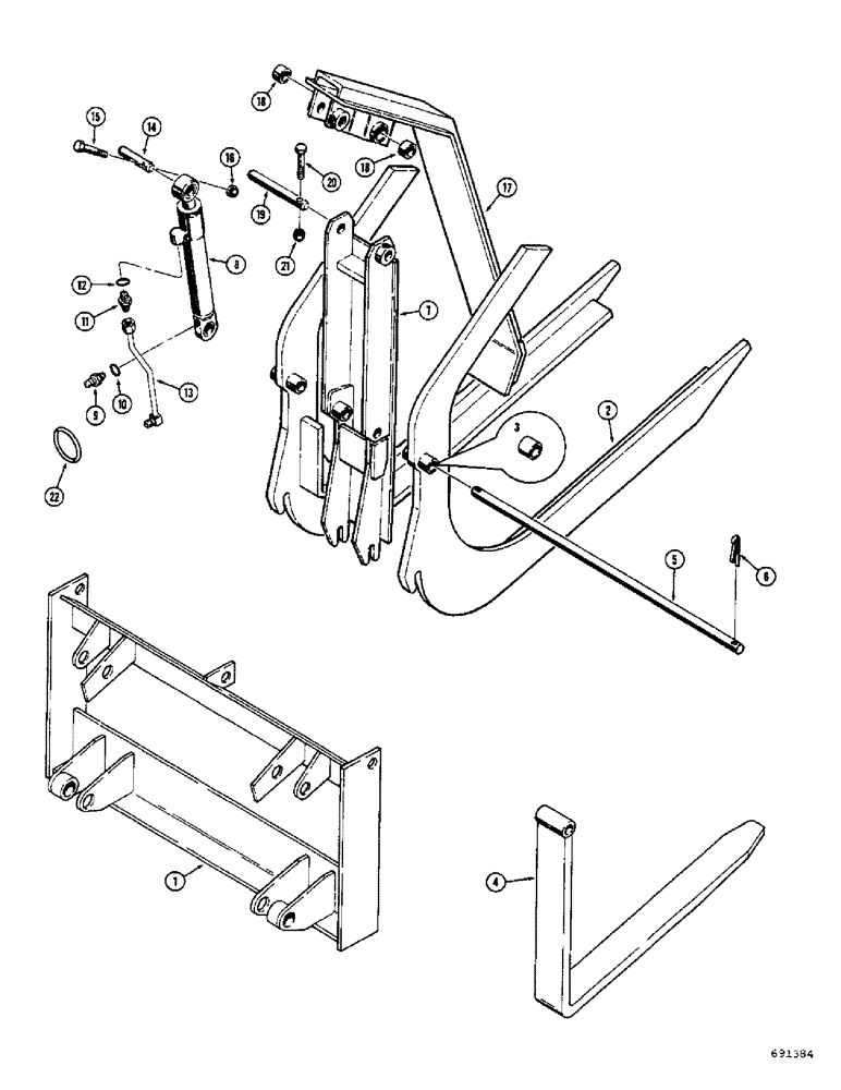 Схема запчастей Case 350 - (364) - LOGGING FORK, PALLET FORK AND GRAPPLE ATTACHMENT (05) - UPPERSTRUCTURE CHASSIS