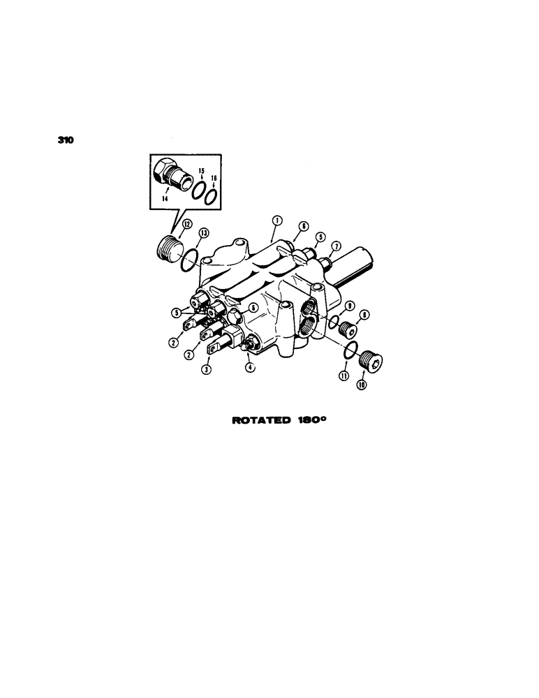 Схема запчастей Case 450 - (310) - D45041 LOADER CONTROL VALVE (3 SPOOL), USED ON MODELS WITHOUT RETURN-TO-DIG FEATURE (07) - HYDRAULIC SYSTEM