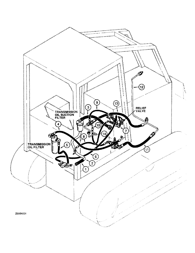 Схема запчастей Case 850E - (1-10) - PICTORIAL INDEX, CRAWLER HYDRAULIC CIRCUITS, TRANSMISSION SUPPLY, RETURN & COOLING LINES (00) - PICTORIAL INDEX