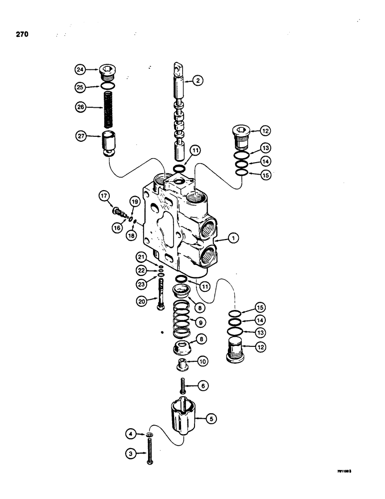 Схема запчастей Case 855C - (270) - D87073 DOZER TILT OR ANGLE SECTIONS (07) - HYDRAULIC SYSTEM